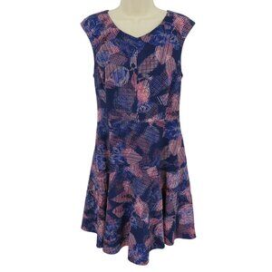 Rebecca Taylor Womens 6 Sonic Garden Sleeveless Geometric Print Fit Flare Dress